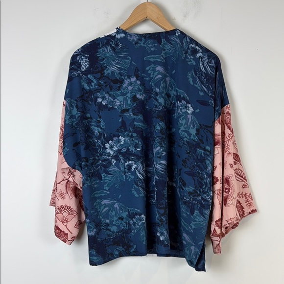 Anthropologie Floral Kimono Jacket in Blue and Pink One Size *No Belt - Picture 5 of 7